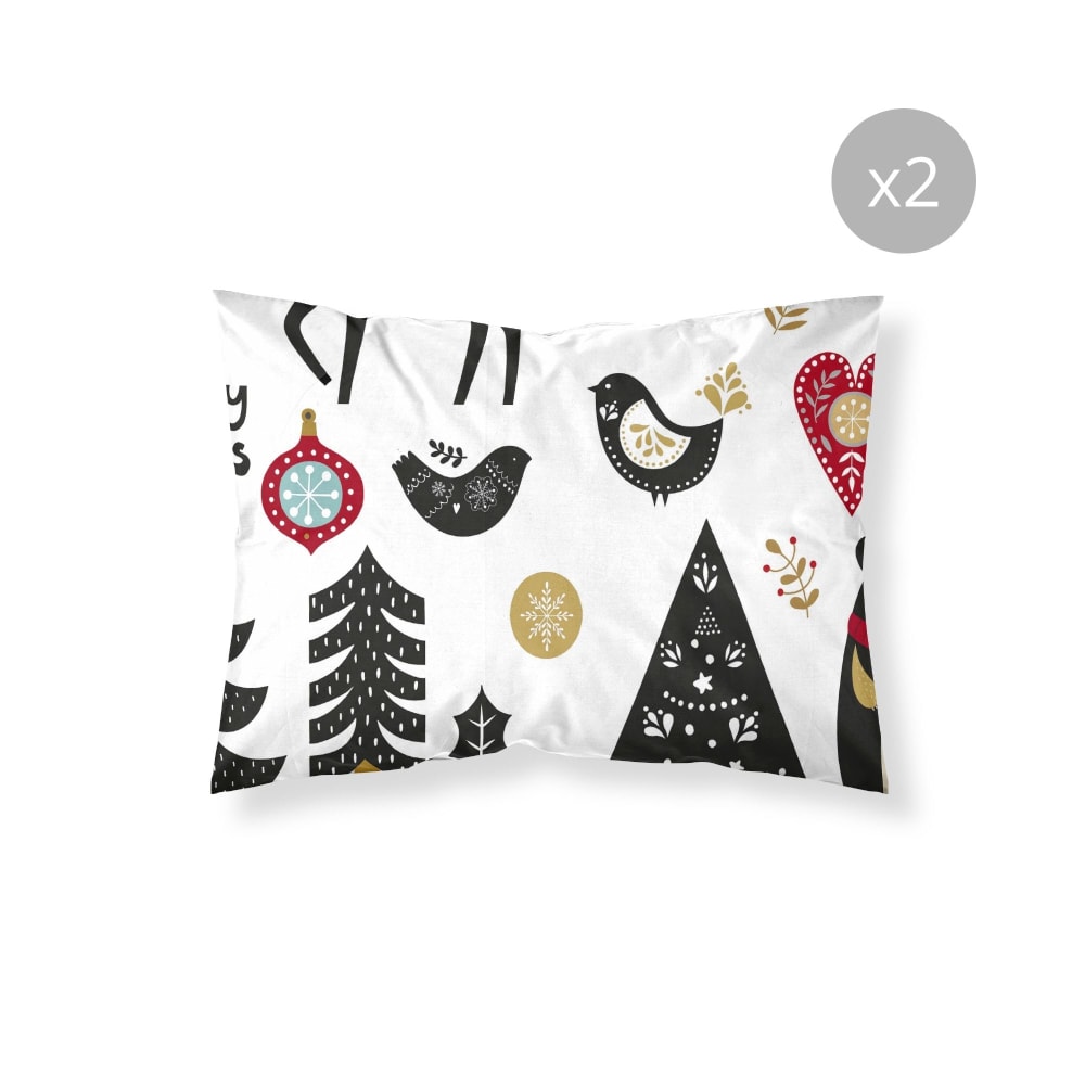 Lot de 2 taies d'oreillers 100 % polyester multicolore 50x80 cm