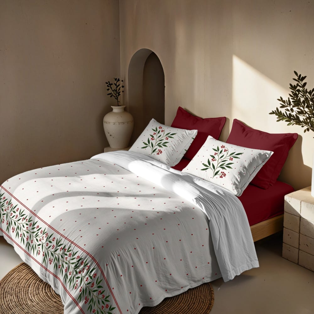 Housse de couette noël polyester multicolore 155x220cm) Housse de couette noël polyester multicolore 155x220cm)