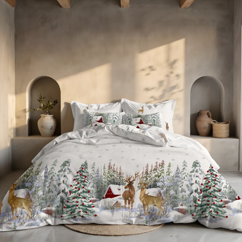 Housse de couette noël polyester multicolore 220x220cm) Housse de couette noël polyester multicolore 220x220cm)