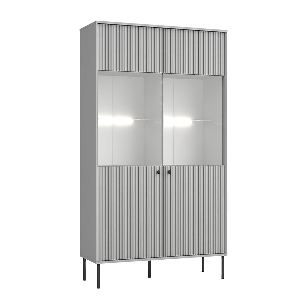 Feldmann-Wohnen Vitrine mit 2 Türen aus Spanplatte & MDF, grau matt, 105x41x191cm style modern - Holz