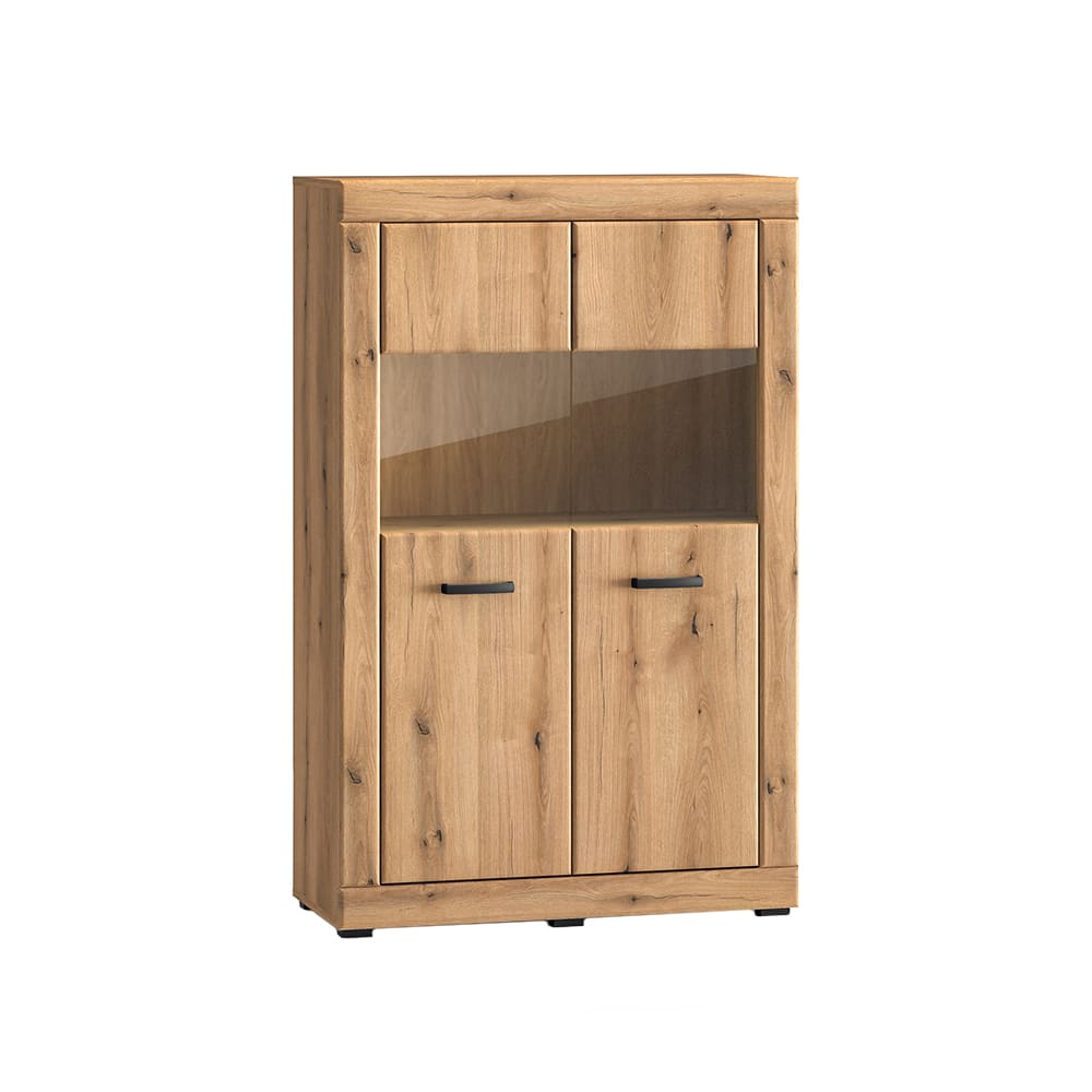 Feldmann-Wohnen Vitrine mit Glastür aus Spanplatte & MDF, 92x40x144cm, evoke eiche style modern Braun Spanplatte