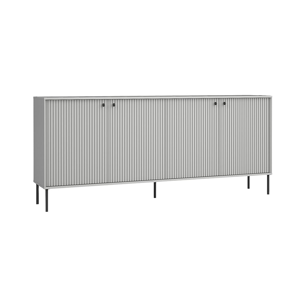 Feldmann-Wohnen Kommode mit Türen aus MDF & Spanplatte, grau matt, 207x40,5x89,2cm style modern - Holz