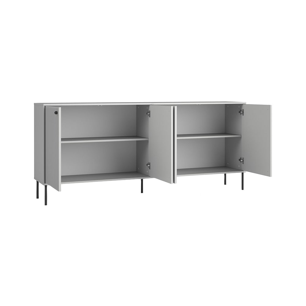 Kommode mit Türen aus MDF & Spanplatte, grau matt,