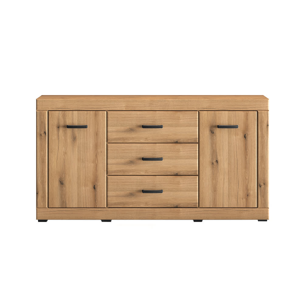 Feldmann-Wohnen Kommode mit Schubladen & Türen aus Spanplatte & MDF,160x40x85cm, eiche style modern Braun Spanplatte