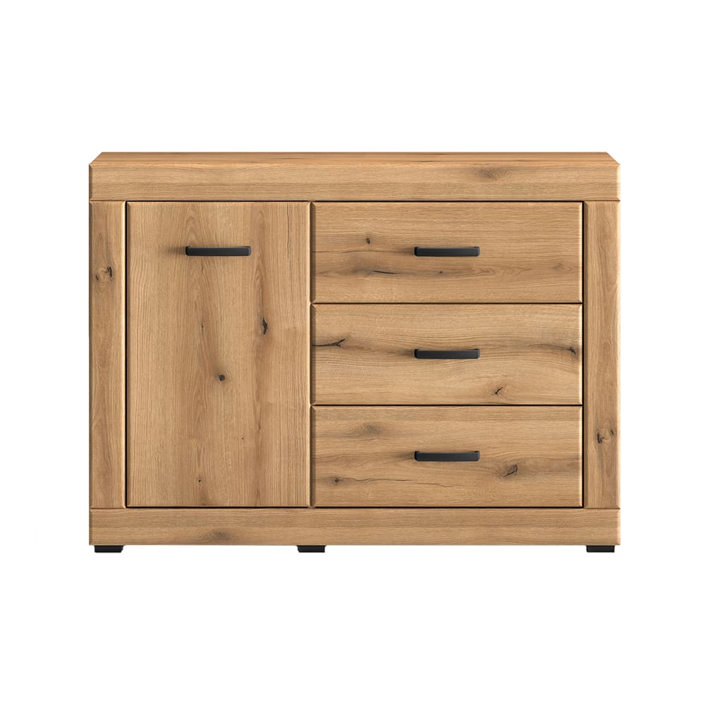 Feldmann-Wohnen Kommode mit 3 Schubladen aus Spanplatte & MDF, 116x40x85cm, eiche style modern Braun Spanplatte