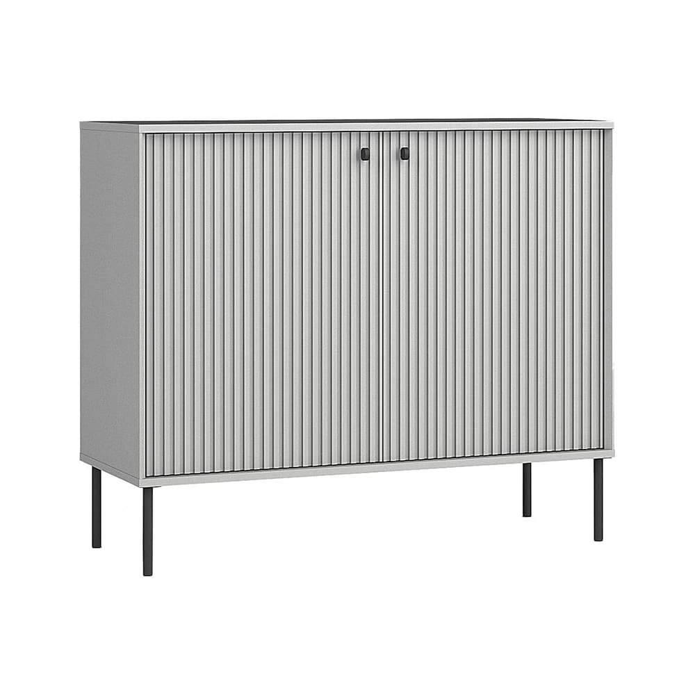 Feldmann-Wohnen Highboard mit Türen aus MDF & Spanplatte, grau, 105,4x40,5x122,4cm style modern - Holz