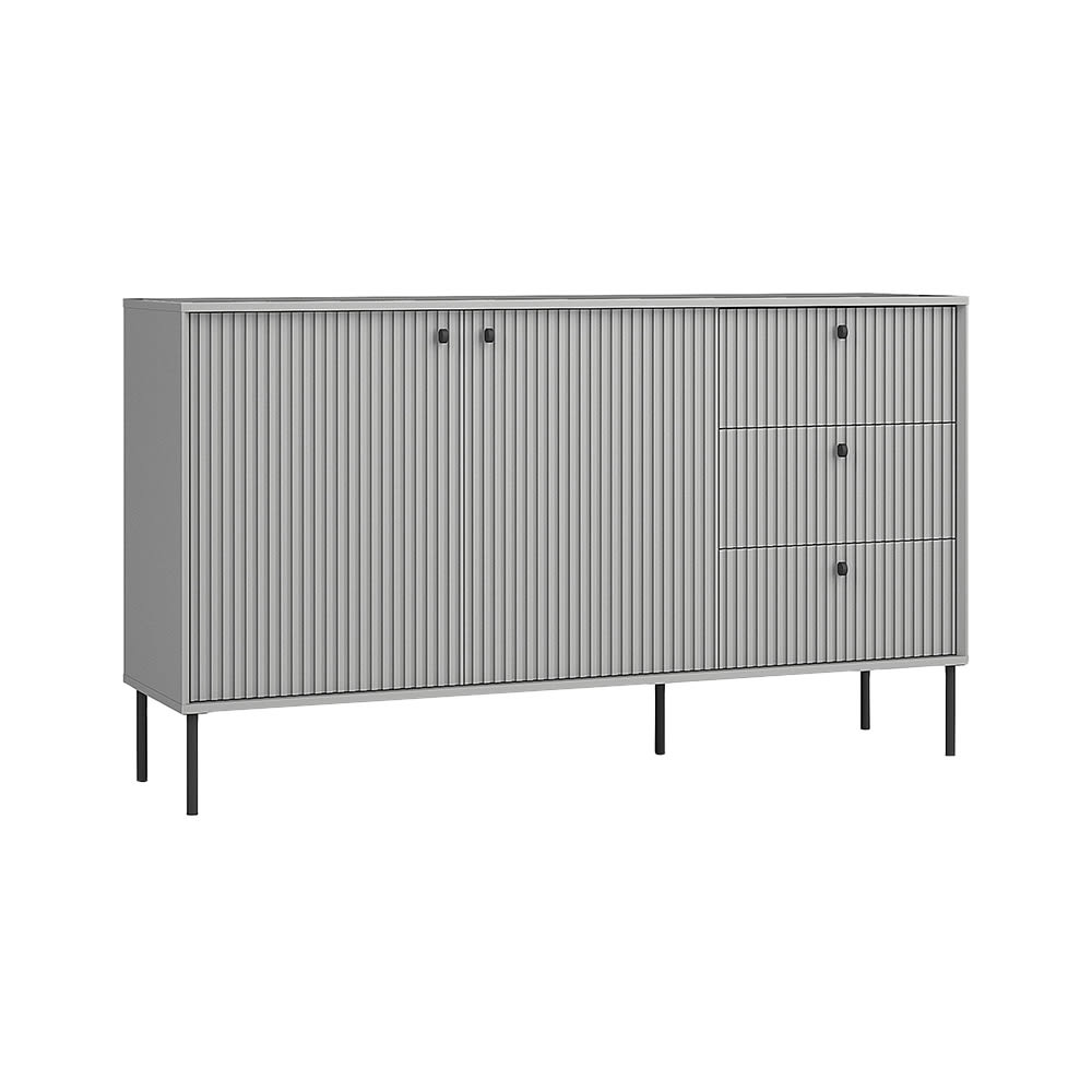 Feldmann-Wohnen Kommode mit Türen & Schubladen aus MDF, grau, 156,2x40,5x89,2cm style modern - Holz
