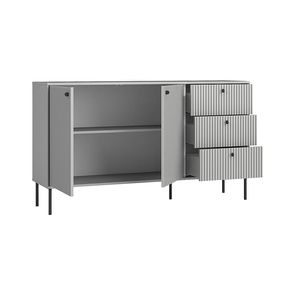 Kommode mit Türen & Schubladen aus MDF, grau, 156,2x40,5x89,2cm -