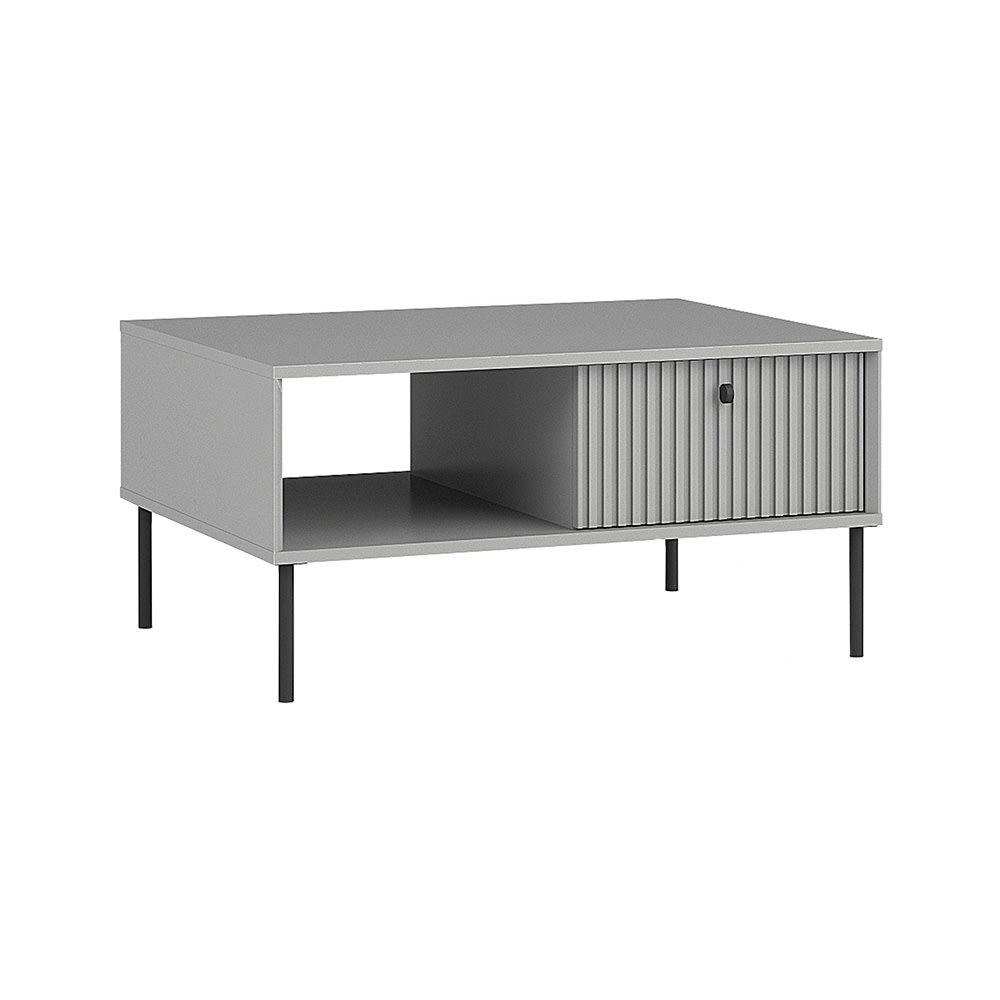Feldmann-Wohnen Couchtisch mit Klappe & Ablagefächern aus MDF, grau matt, 87x66x43,2cm style modern - Holz