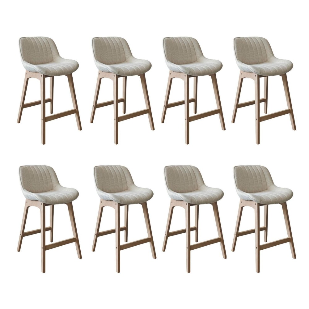 Lot de chaises  de bar en chêne et tissu velours côtelé H65cm