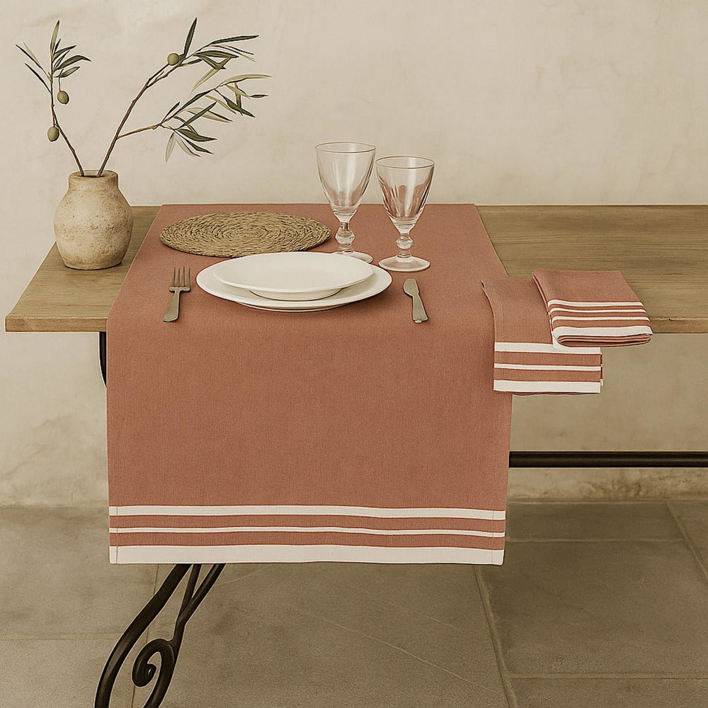 Chemin de table coton 50x150 rouge tomette