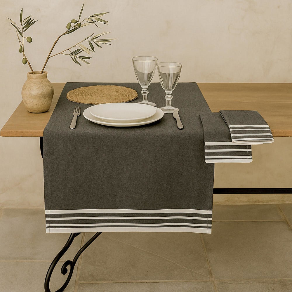 Chemin de table coton 50x150 noir