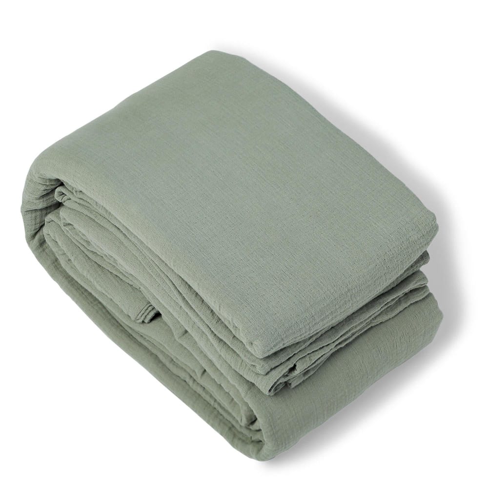 Housse de couette gaze de coton vert céladon 200x200 — vue 3