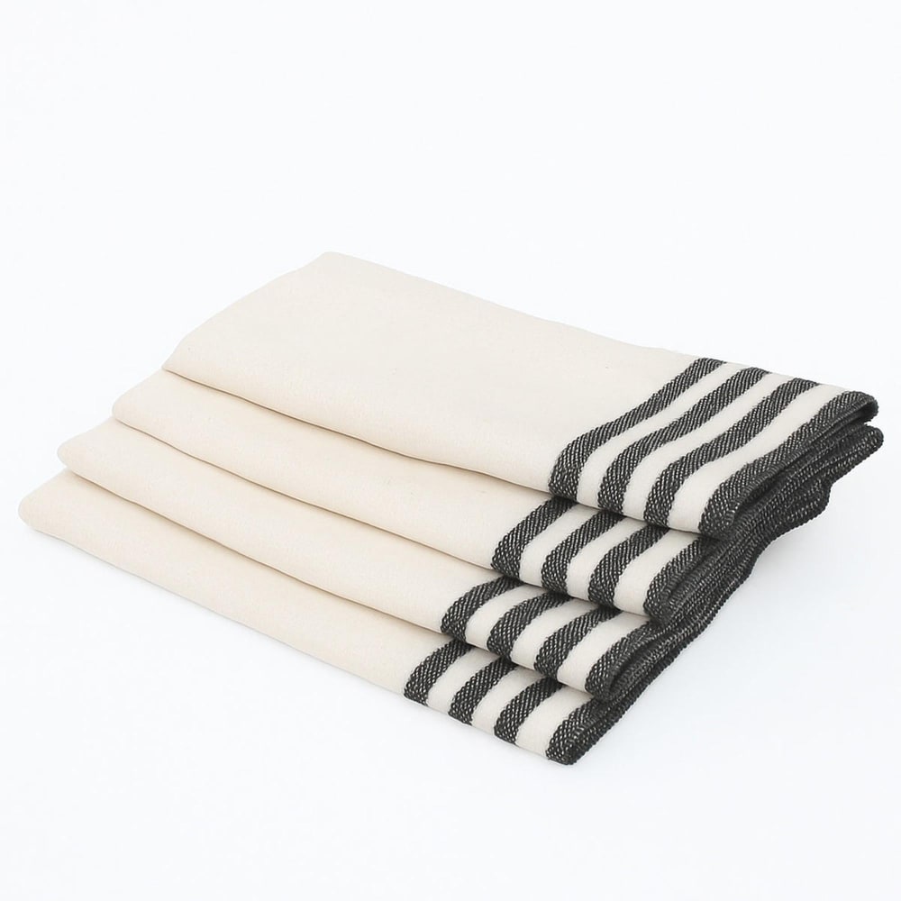 Lot de 4 serviettes de table coton 45x45 blanc & noir