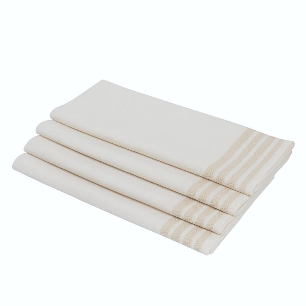 Lot de 4 serviettes de table coton blanc & lin 45x45