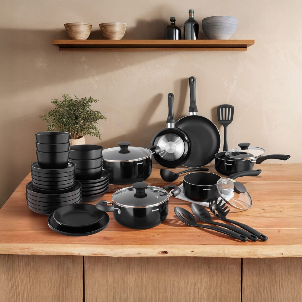 Set de cuisine pour 6 personnes avec vaisselle et casseroles 39 pièces