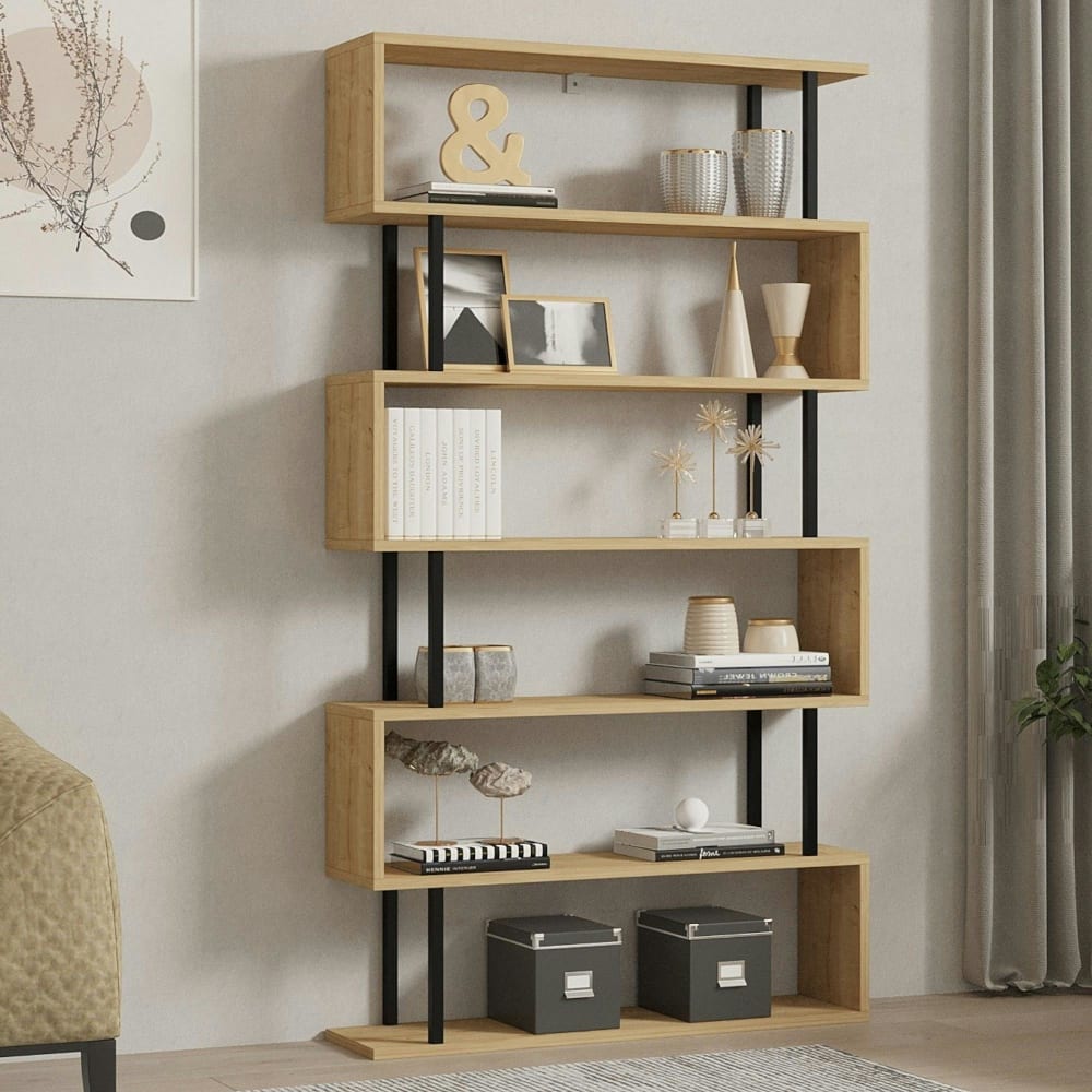 Etagère moderne 6 niveaux décor bois clair