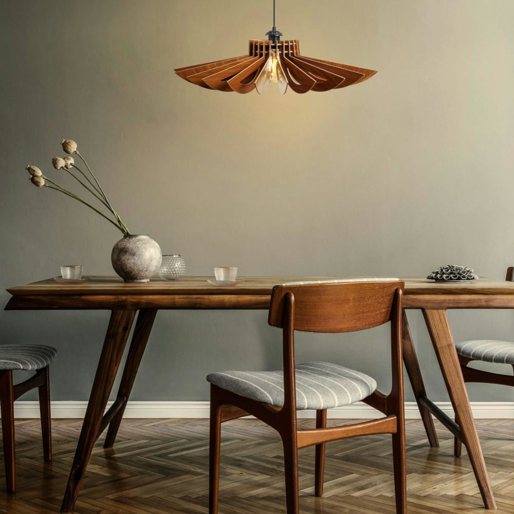 Suspension en bois marron motif fleur — vue 4