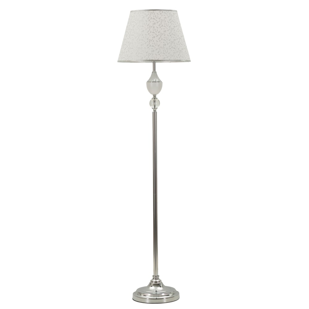 Stehlampe Aus Metall Und Stoff In Silber Und Weiß