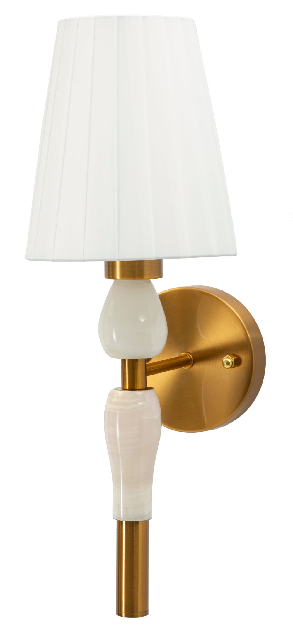Wandleuchte aus Metall, Glas und gold-weißem Stoff - Maisons Du