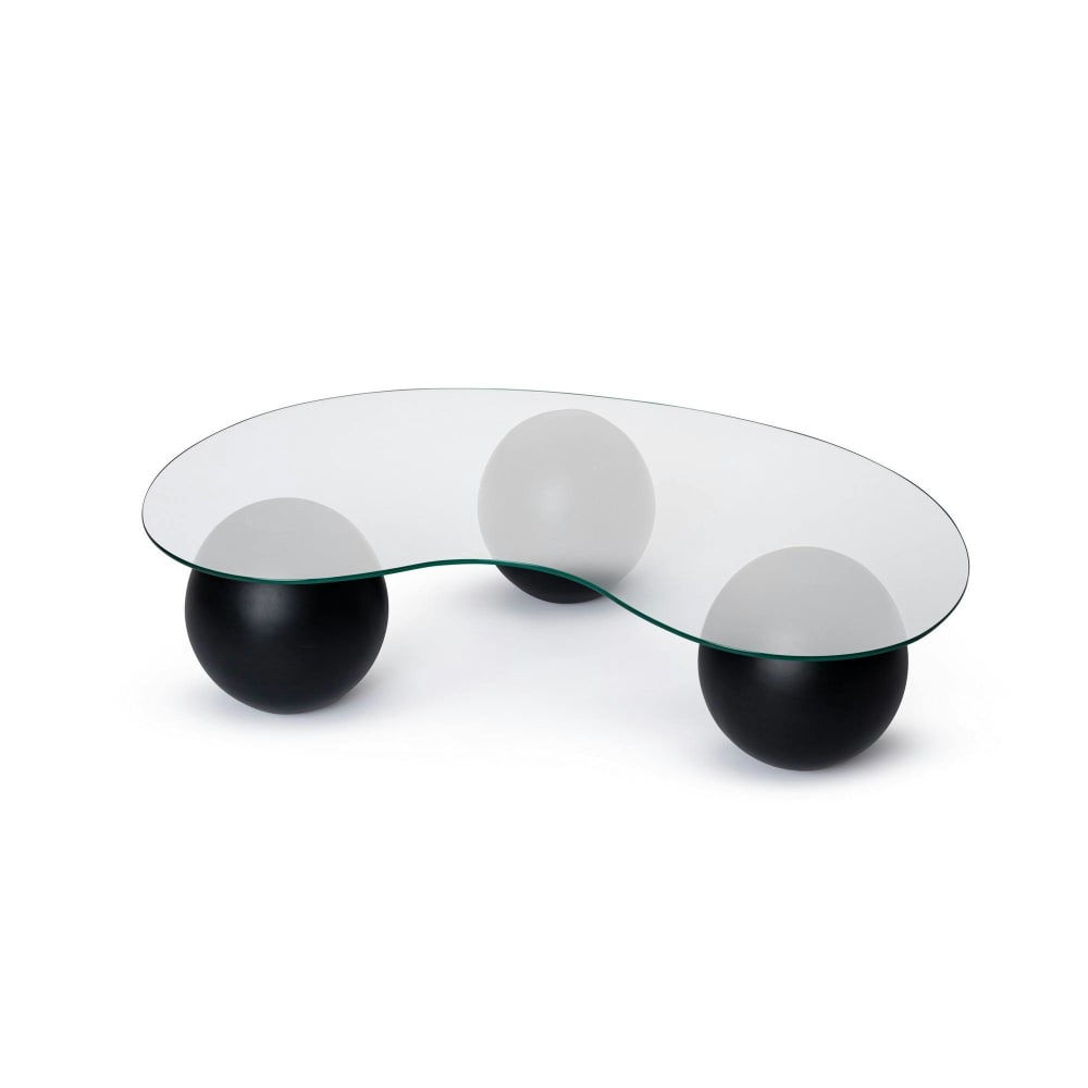 Table basse design en verre - plateau organique