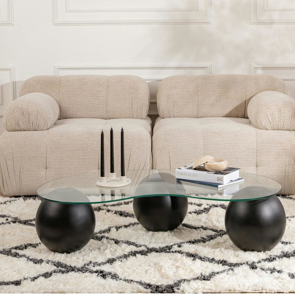 Table basse design en verre - plateau organique
