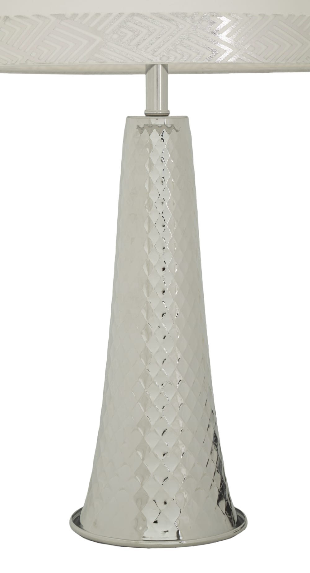 Lampe de table en métal et tissu argenté et blanc (ø 30 x 54 cm) — vue 3