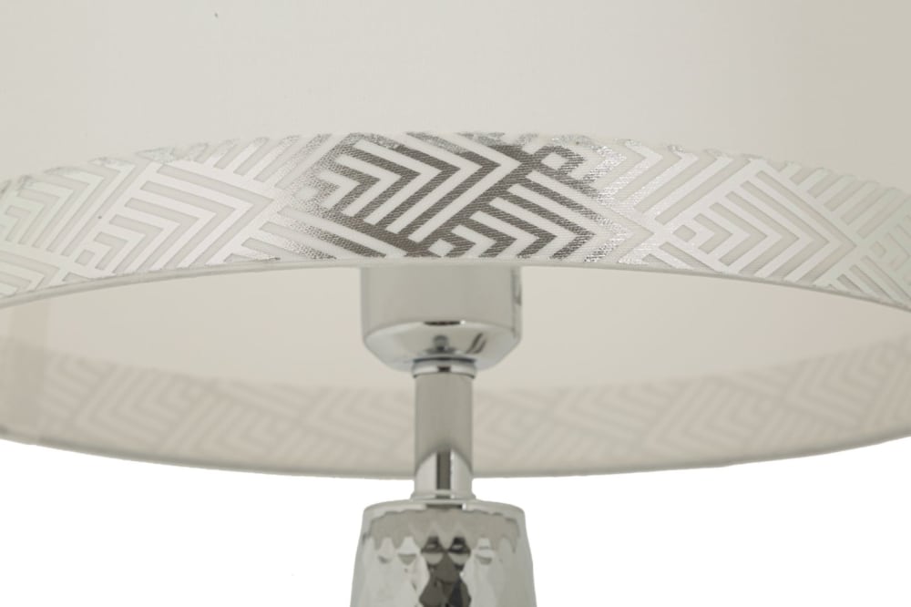 Lampe de table en métal et tissu argenté et blanc (ø 30 x 54 cm) — vue 4