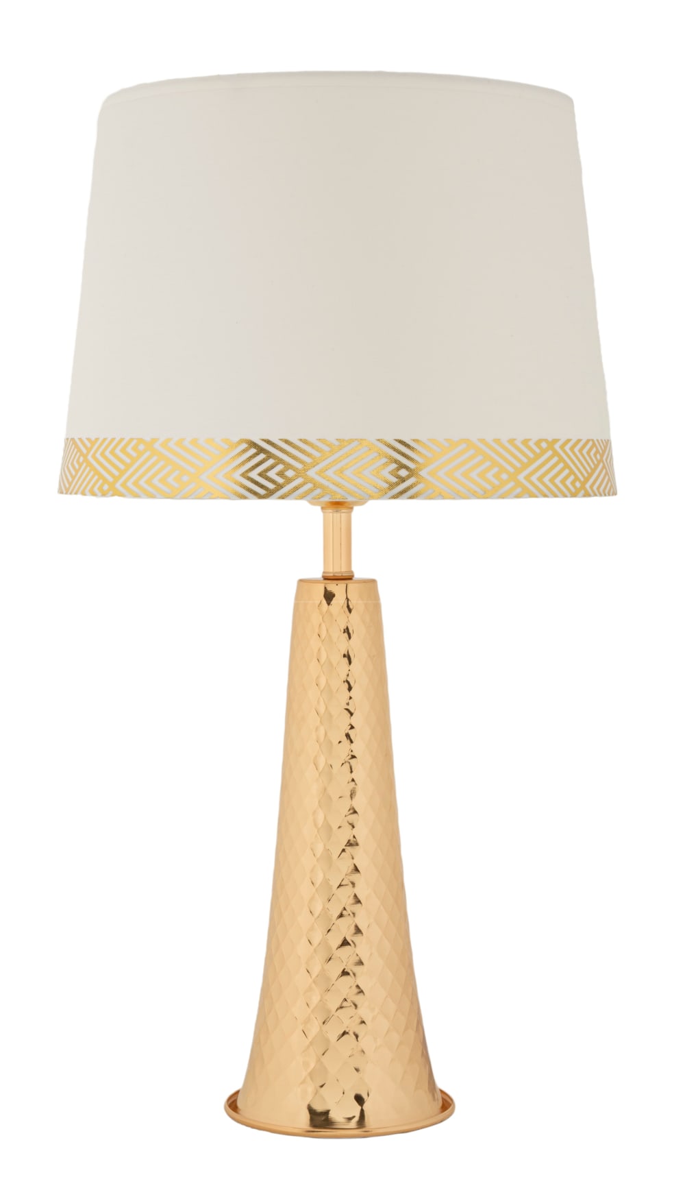 Lampe de table en métal et tissu doré et blanc (ø 30 x 54 cm) — vue 3
