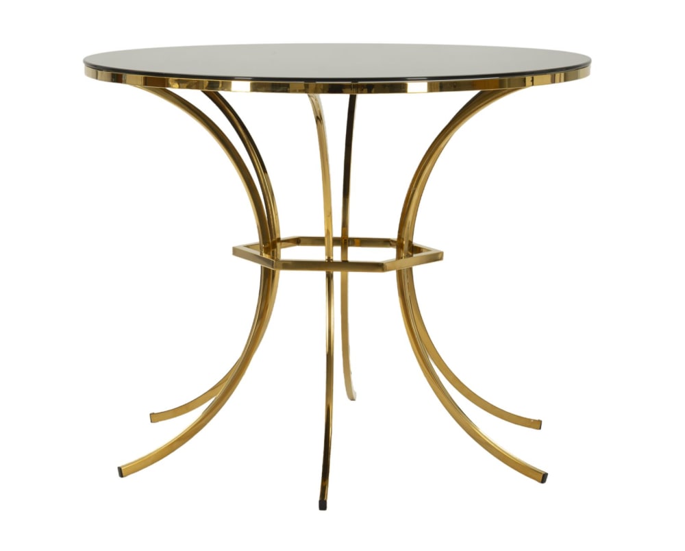Esstisch aus gold-schwarzem Metall und Glas (Ø 100x80 cm) -