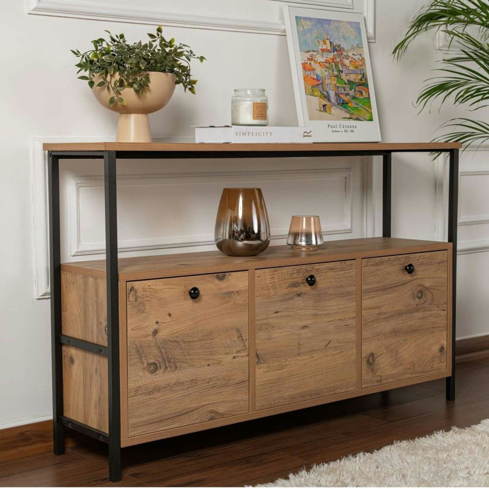 Console d'entrée 120 cm avec rangement bois/métal