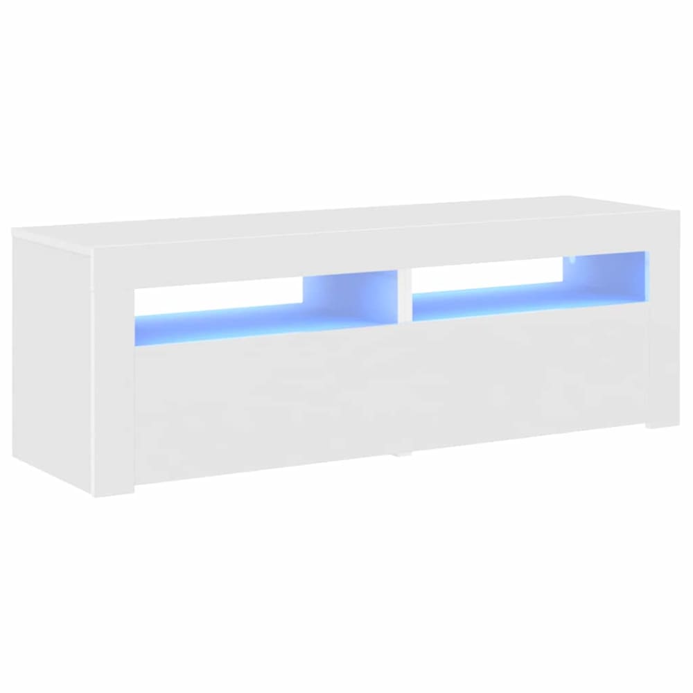 Meuble tv avec led bois blanc 120x35x40 cm