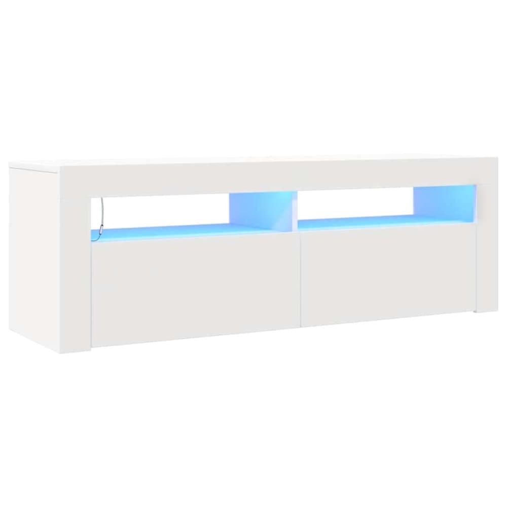 Meuble tv avec led bois blanc 120x35x40 cm