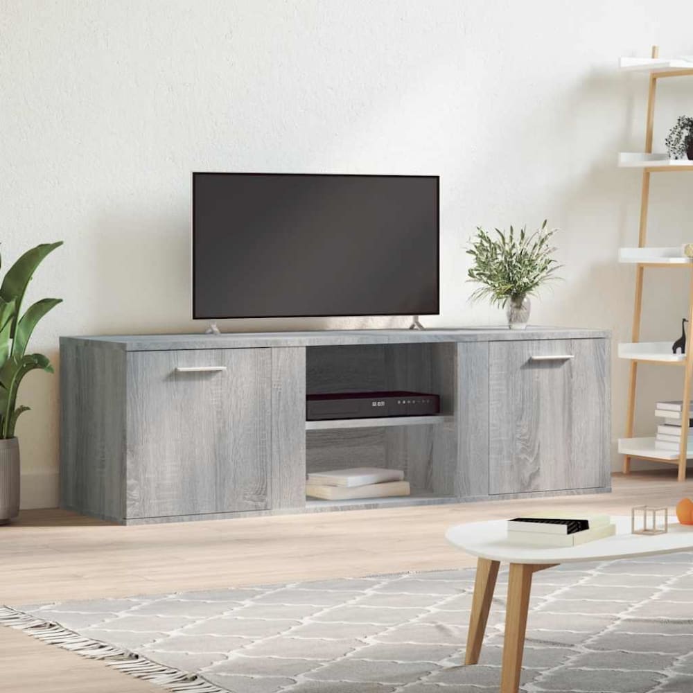 Meuble tv bois gris béton 120x34x37 cm