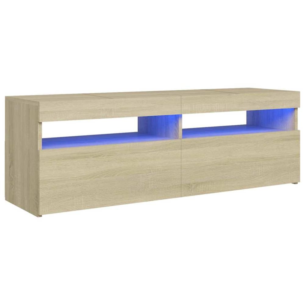 Meuble tv avec led bois marron 120x35x40 cm