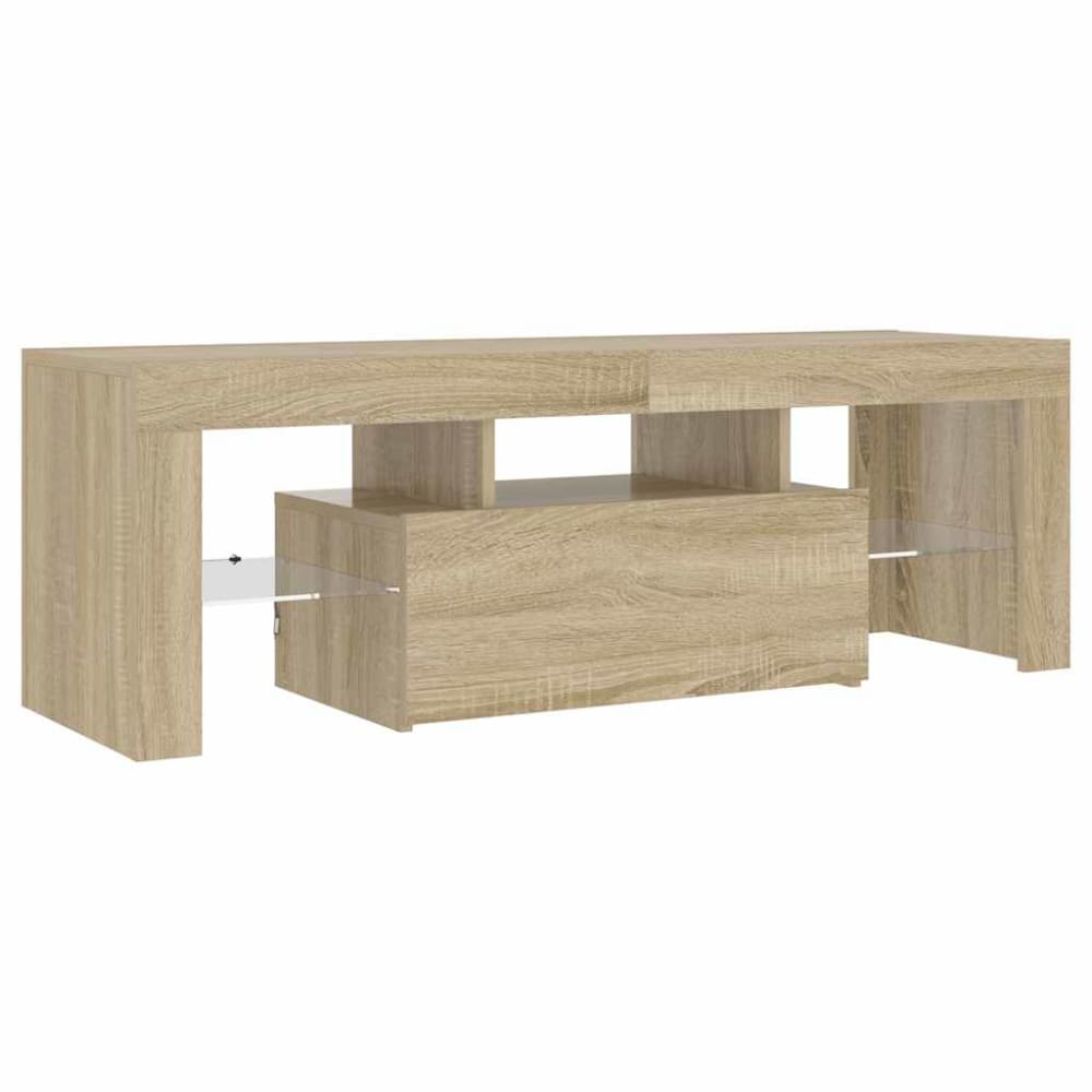 Meuble tv avec led bois marron 120x35x40 cm
