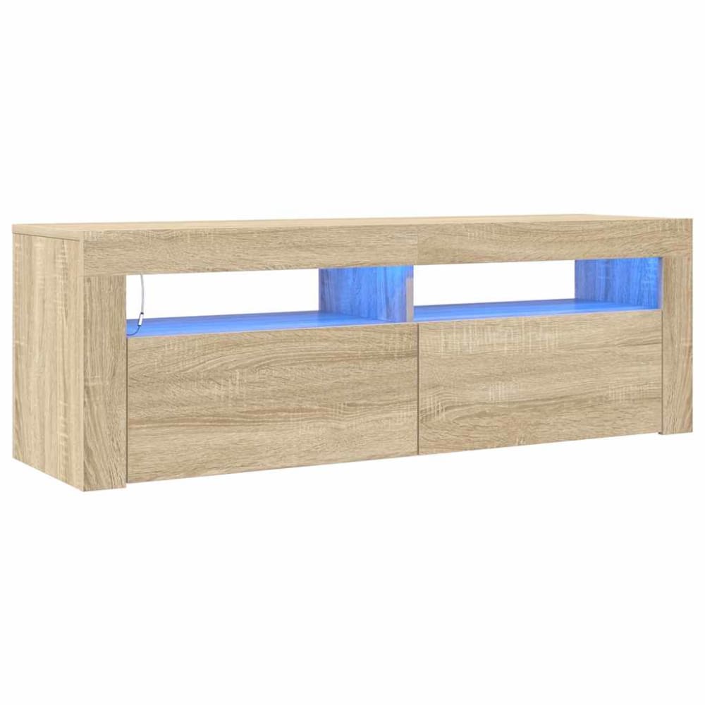Meuble tv avec led bois marron 120x35x40 cm