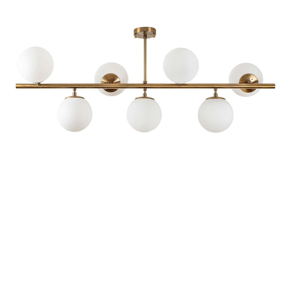 Suspension design 7 globes blancs en verre