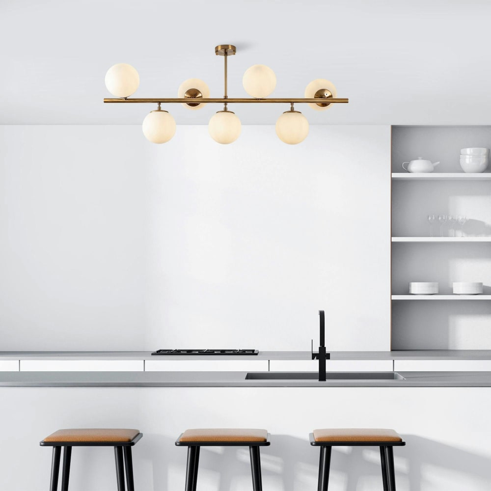 Suspension design 7 globes blancs en verre — vue 4