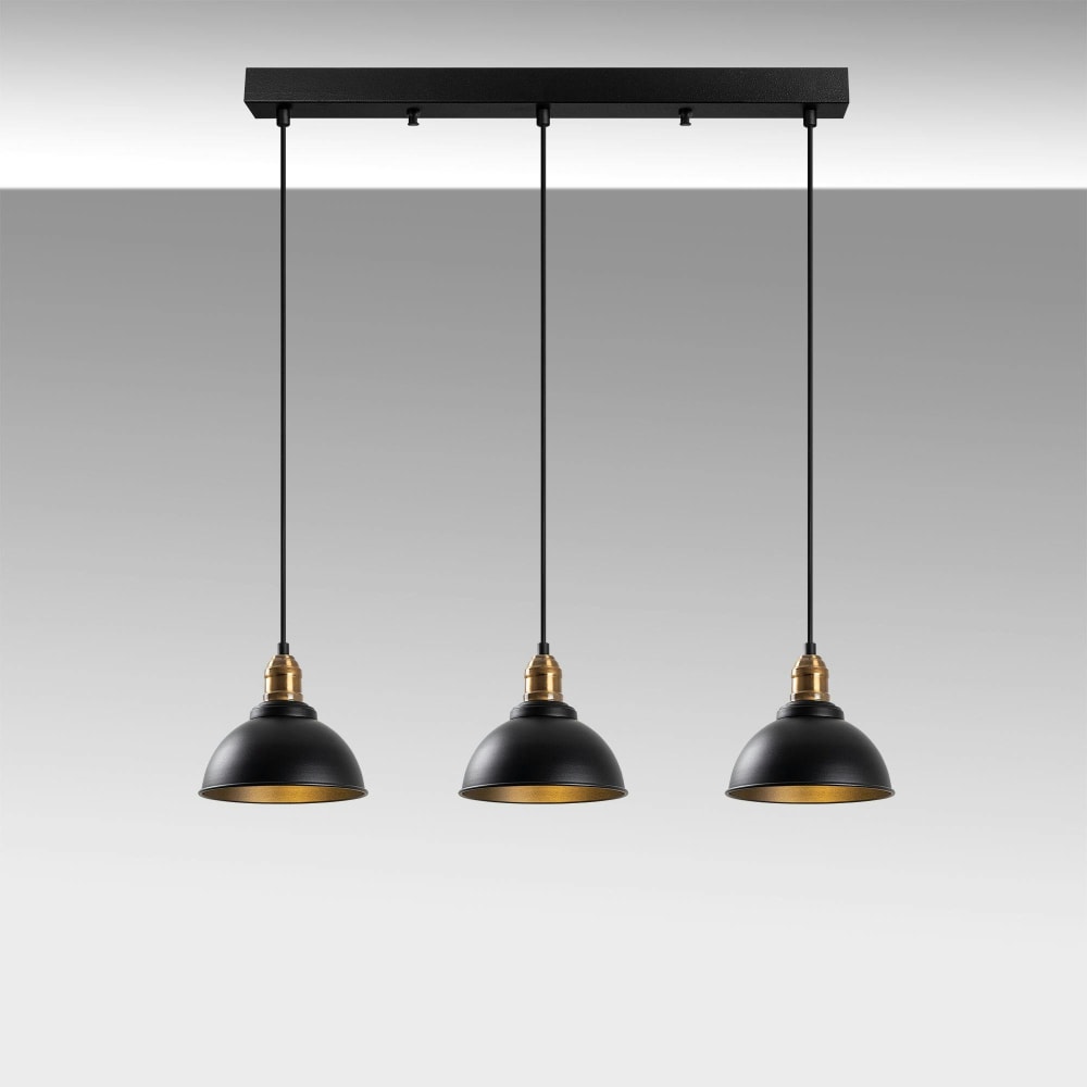 Suspension 3 lampes noir/doré pour îlot — vue 4
