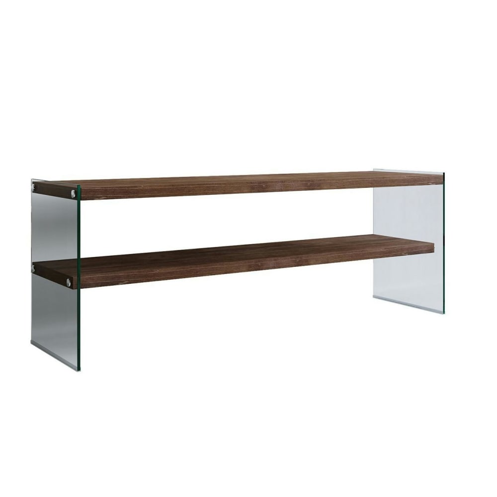 Meuble TV bois foncé / verre 2 plateaux 120 cm