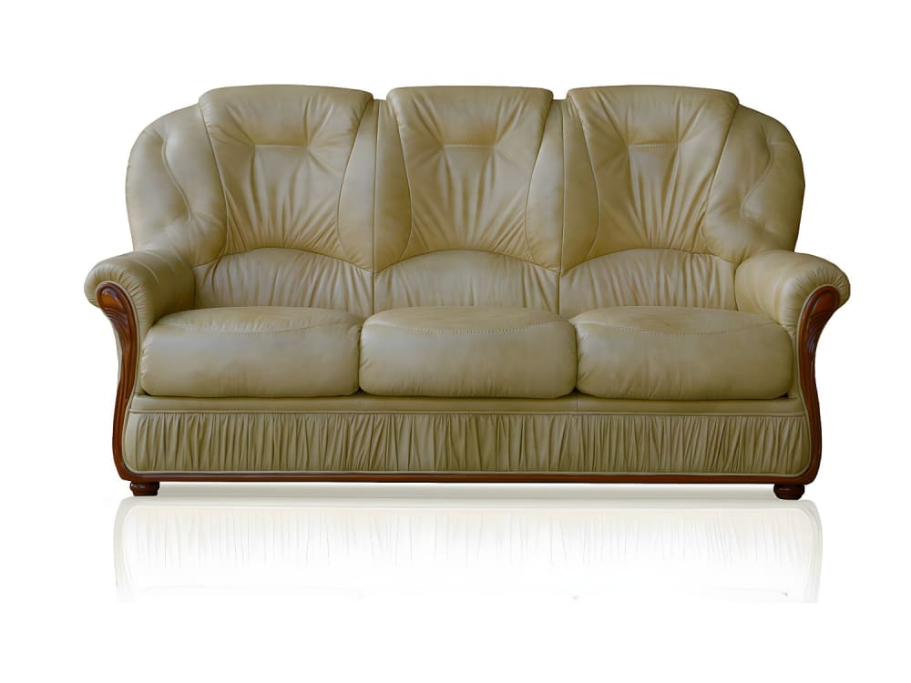 Canapé fixe  cuir 3 places beige