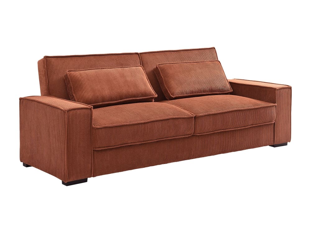Canapé convertible velours 3 places terracotta}