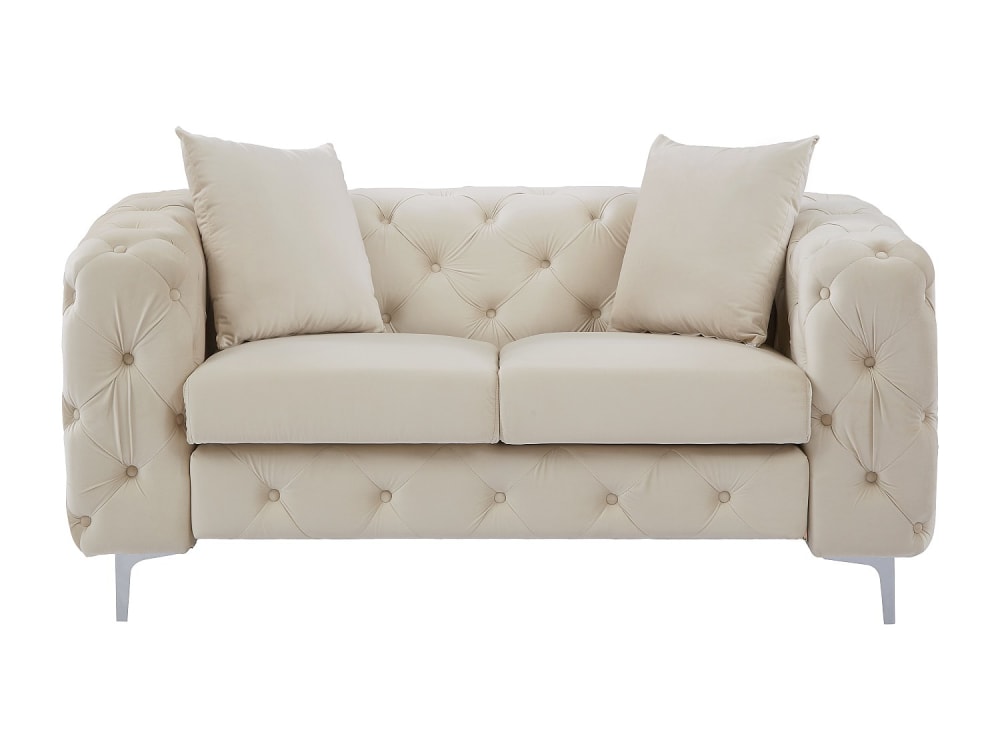 Canapé fixe polyester 2 places beige} Canapé fixe polyester 2 places beige}