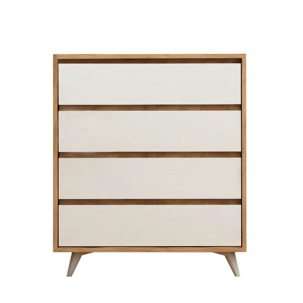 Commode de chambre moderne 4 tiroirs blancs