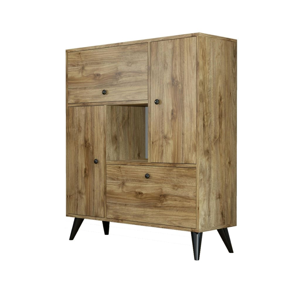 Buffet haut 4 portes 1 niche décor bois