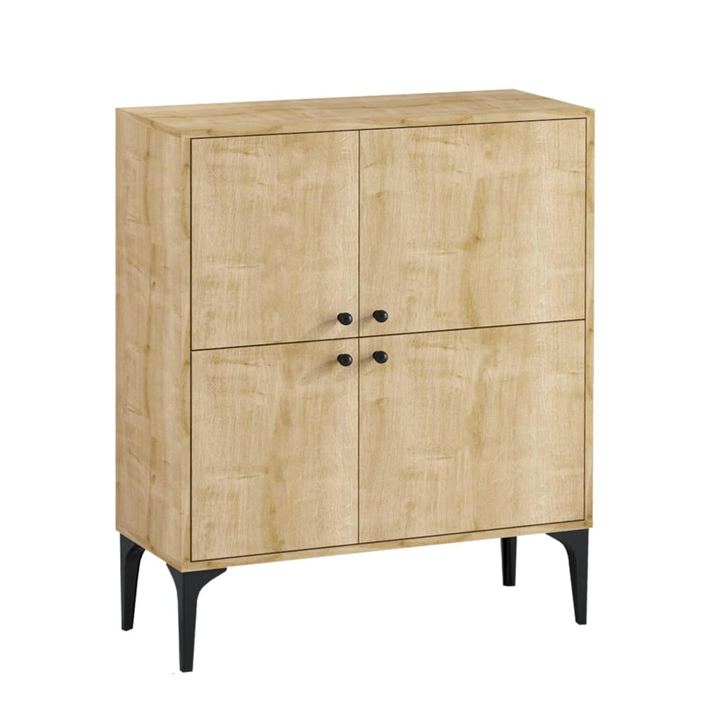 Buffet haut 4 portes décor bois clair