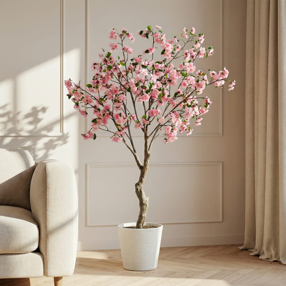 Cerisier en fleurs artificiel rose h210 — vue 3