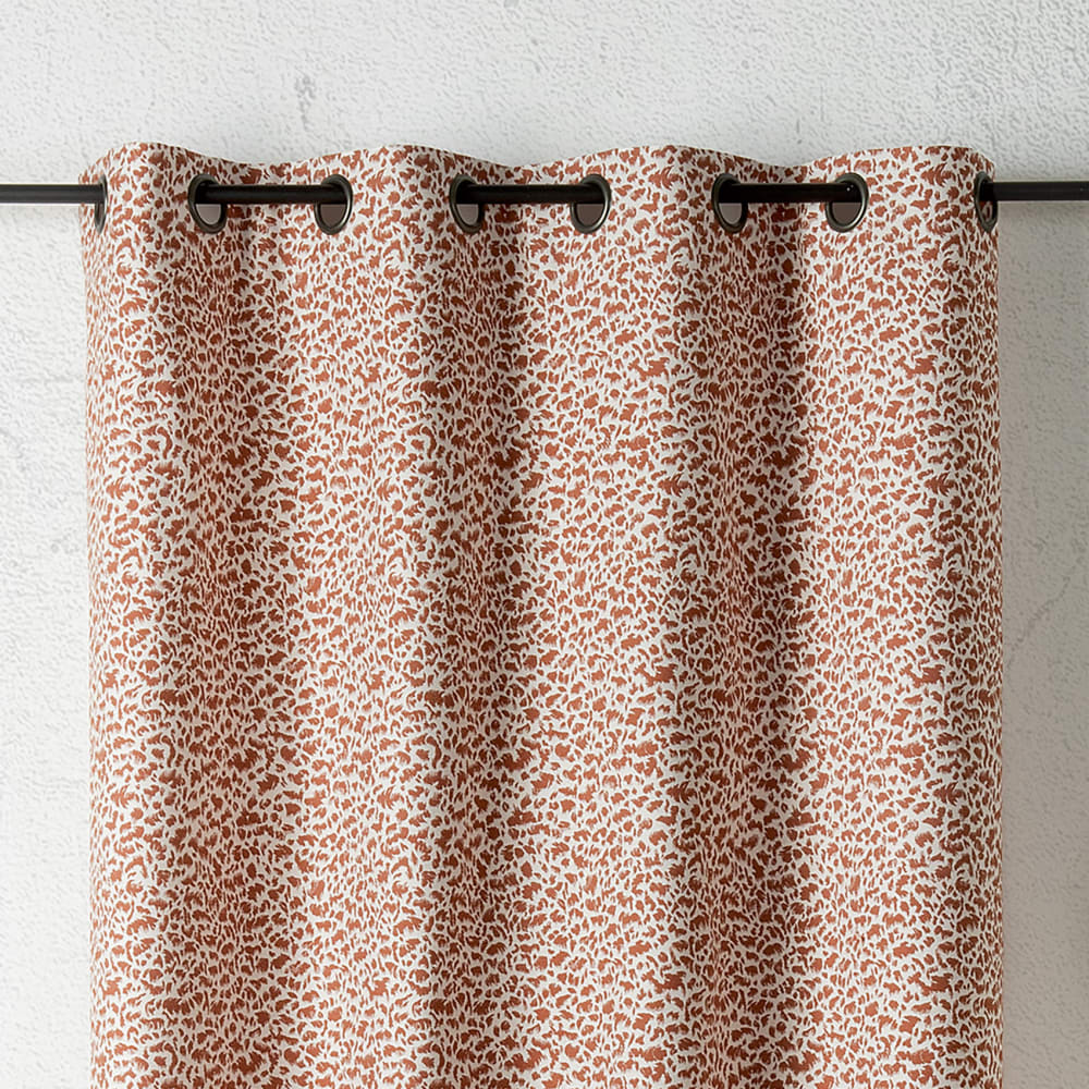 Rideau jacquard abstrait texturé à oeillets coton orange foncé 260 x — vue 4