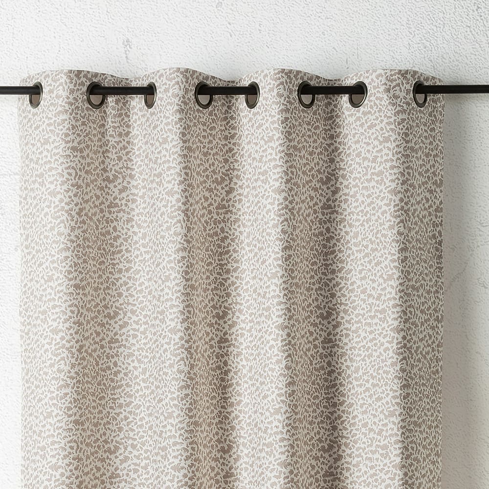 Rideau jacquard abstrait texturé à oeillets coton beige 260 x 140 — vue 4